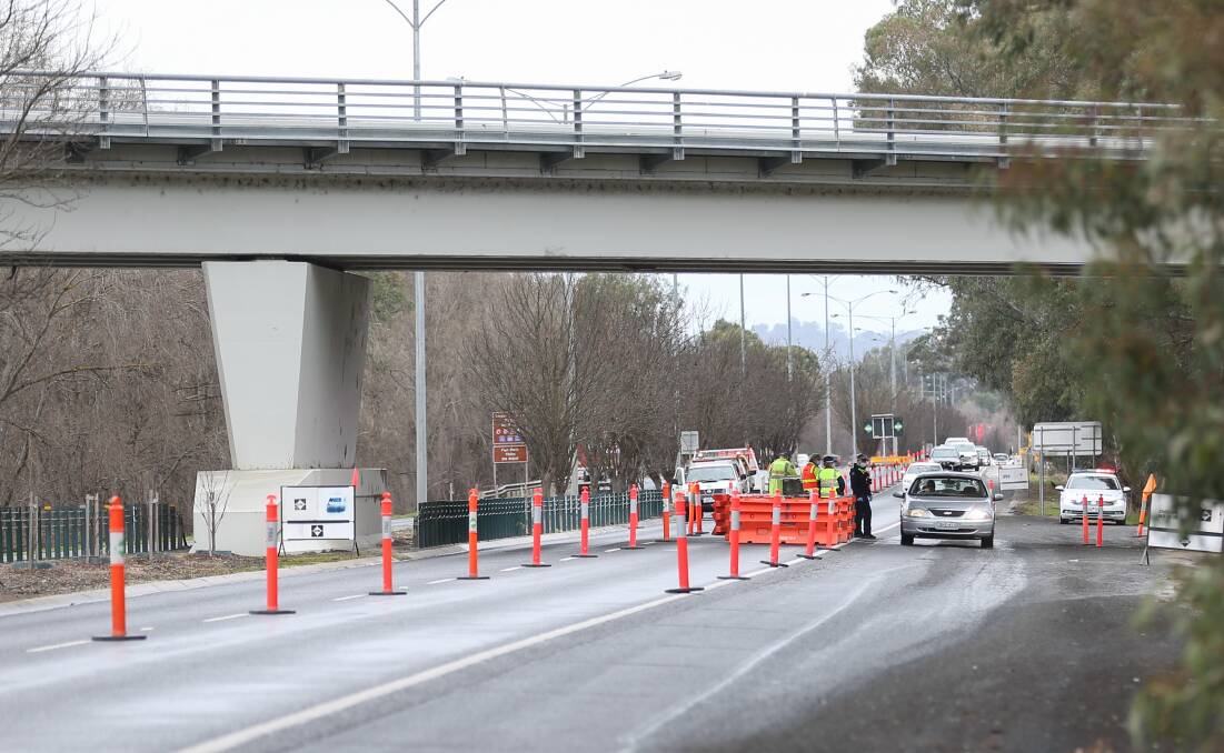 Police checking drivers as part of Victoria's "soft" border closure. Picture: MARK JESSER