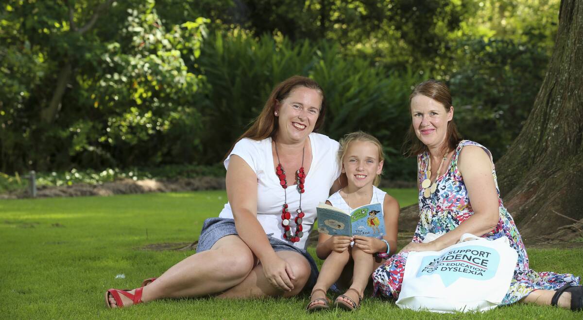 BUILDING BRIDGES: Wendy Dallinger with daughter Kate, 9, who has dyslexia, and Sarah Allen. Picture: JAMES WILTSHIRE