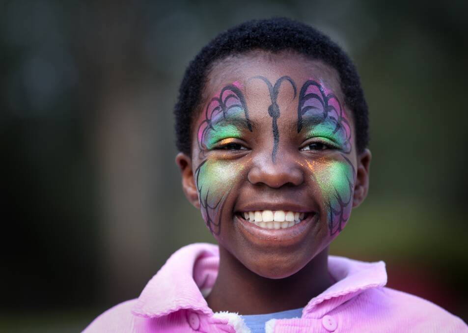 Lydia Habimana, 10, of Wodonga, was showing off her face paint in celebration of Refugee Week. 