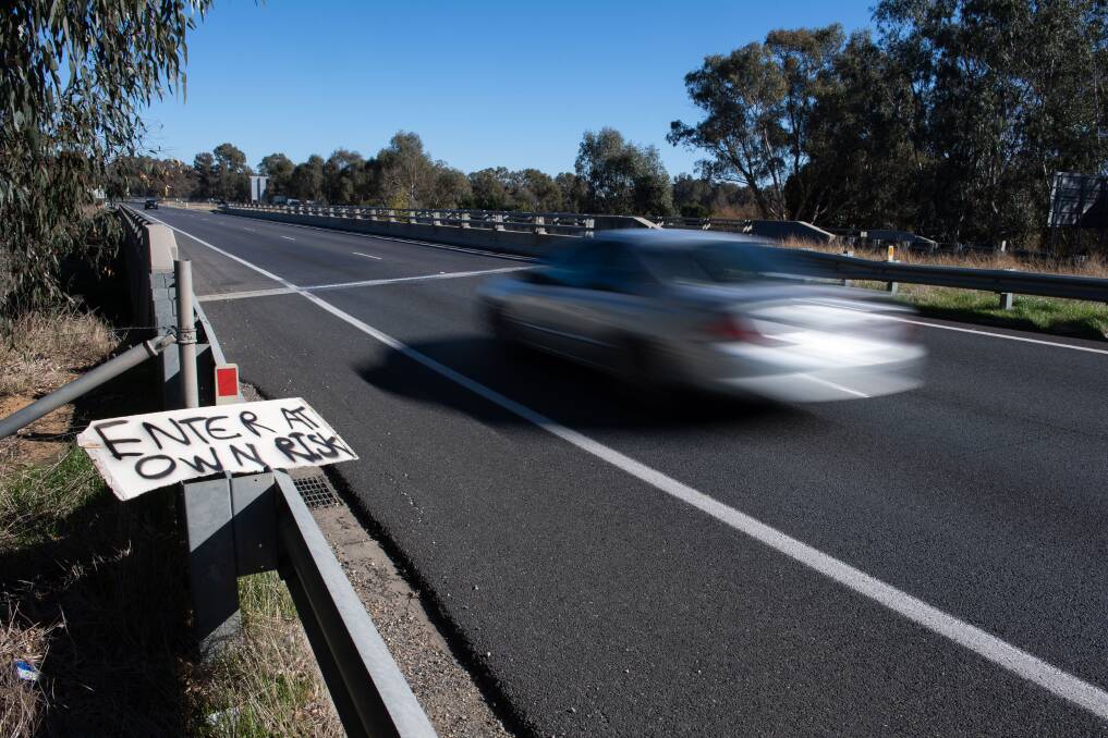 A sign put on the Hume Freeway near Wodonga at the weekend. Picture: MARK JESSER