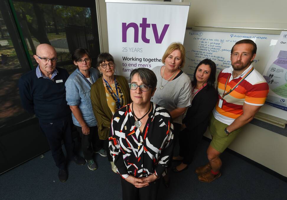 PANEL: No to Violence CEO Jacqui Watt (front) discussed demand on the sector with Greg Turner, Kerrin Hall, Jenny Donnelly, Alison Maclean, Romina Lougoon, and Daniel Witthaus ahead of the election. Picture: MARK JESSER
