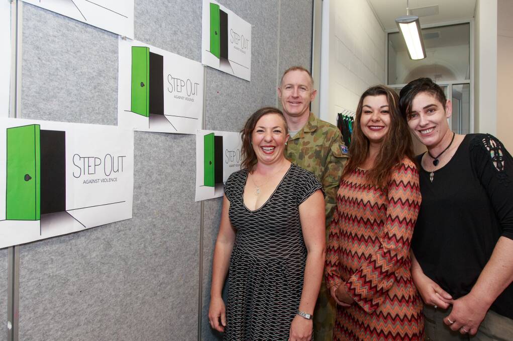 Albury Community Health Sexual Assault Service co-ordinator Kelley Latta, Major David Bonnor and committee members Dee Crothers and Judy Langridge at the launch of 'Step Out Albury-Wodonga'. Picture: SIMON BAYLISS