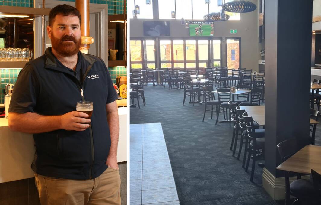 Soden's Hotel owner Brendan Tracey shared a photo of an empty pub to demonstrate the impact of new NSW vaccination rules that came into place on Monday.