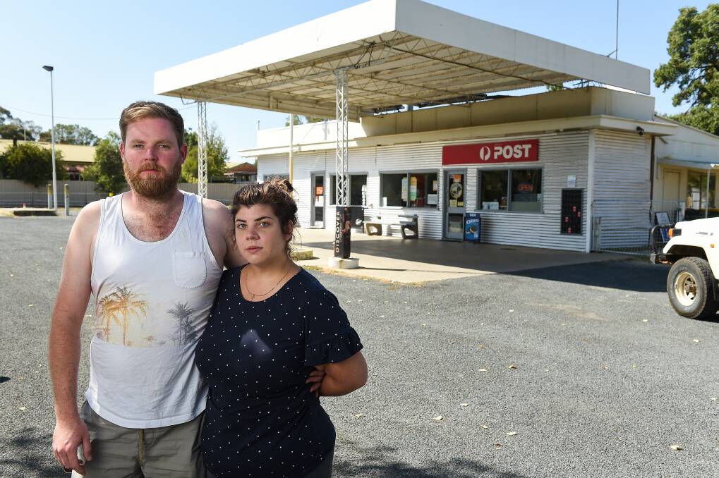 TALKING POINT: Sean and Keisha Emery, run the local post office and general store and say opinions on the B-Double use of Tunnel Road are mixed. Pictures: MARK JESSER