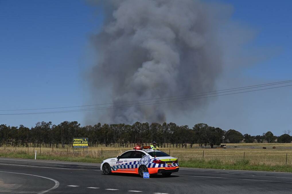 The intersection is of Riverina Highway and Balldale Road closed during the incident. Picture: MARK JESSER