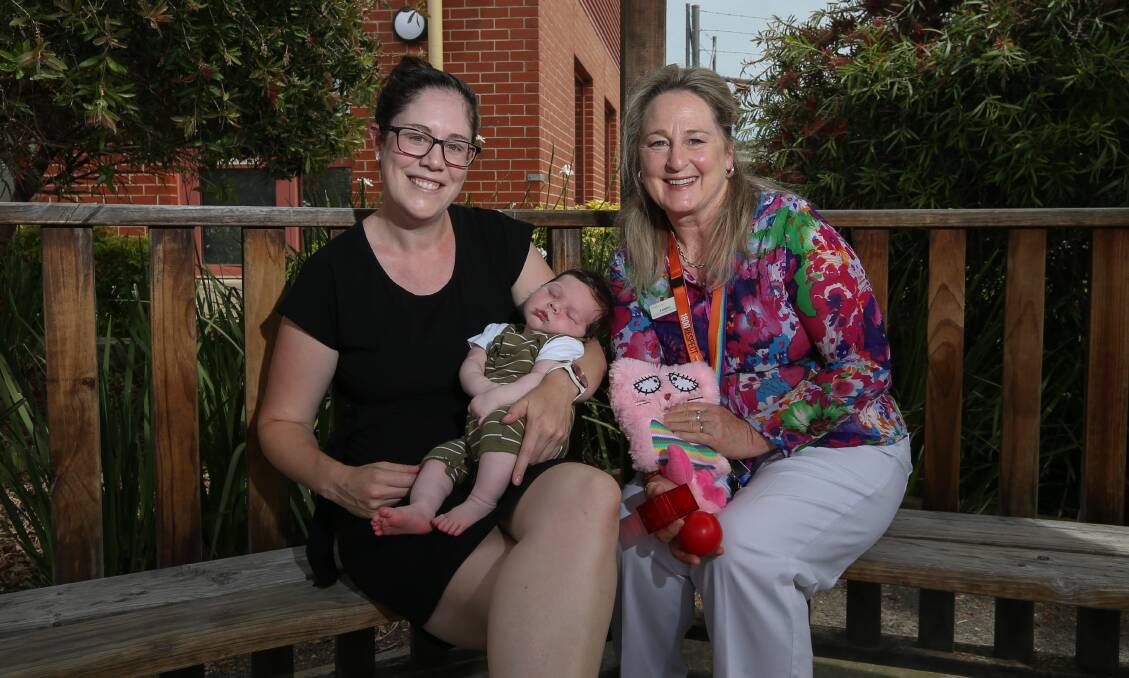 SPEAK UP: Psychiatrist Evelyn McDiarmid, mum to six-week-old Noah, and occupational therapist/mental health promotions officer Louise Scheidl say COVID-19 has been a tough time for families. Picture: TARA TREWHELLA