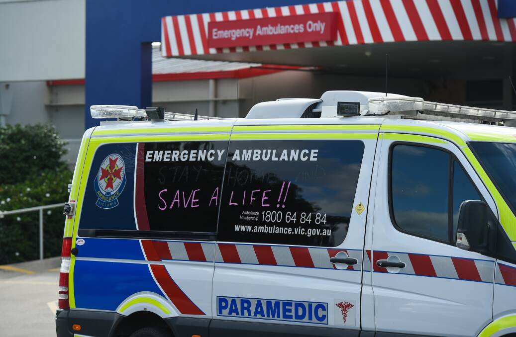 ON THE LINE: A Victorian Ambulance displays the message 'Stay at home and save a life' in April. 