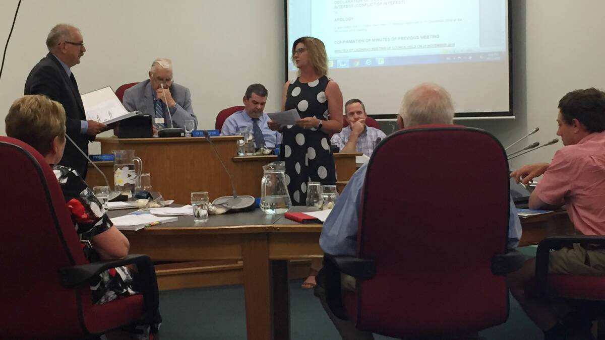 Cr Lea Parker reads the affirmation at the beginning of her first council meeting after winning the Greater Hume east ward by-election.