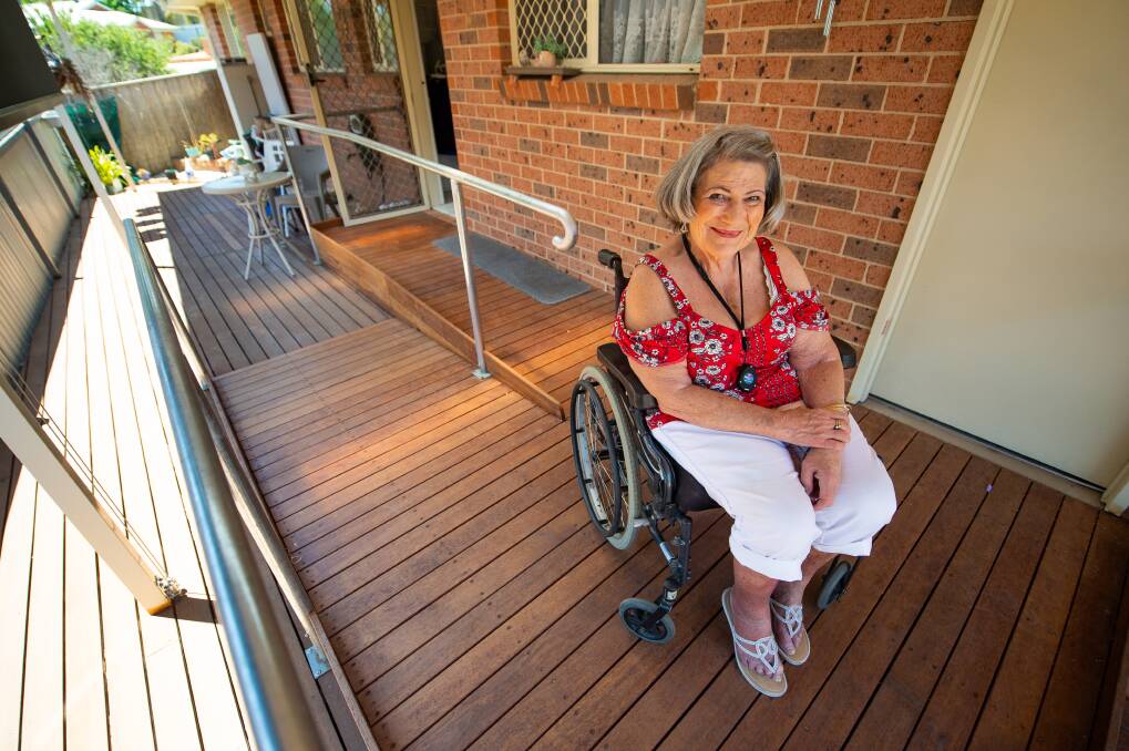 PERSONABLE: Lynne Matusch is a Wodonga client of Community Interlink, a consortium of 19 health services in the Ovens-Murray region. Ms Matusch's case manager organised for ramps at the back of her unit. Picture: MARK JESSER