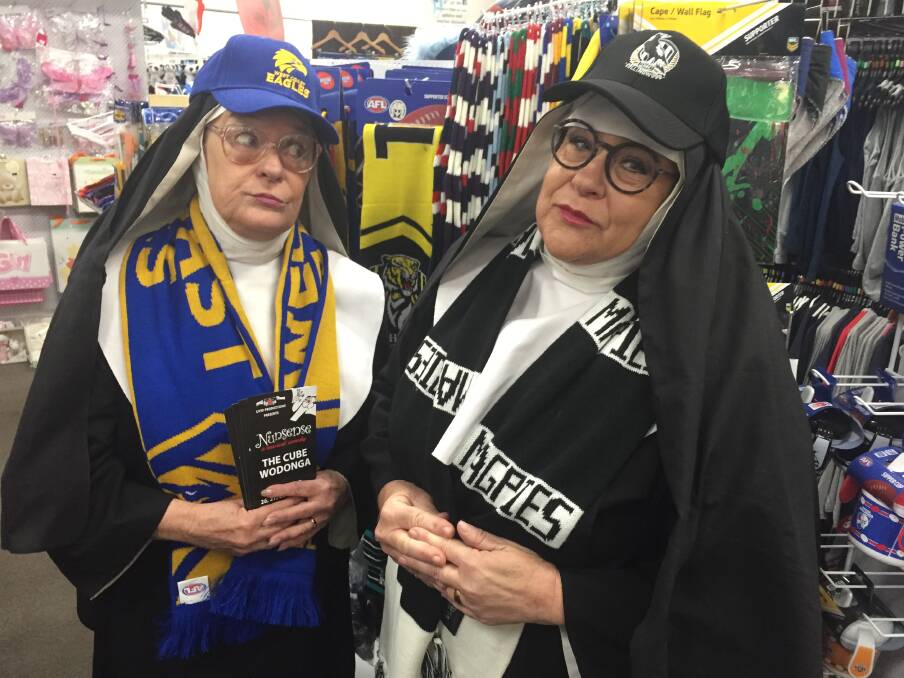 STARS: Liz Kolisnyk and Narelle Robinson were finals-ready at Simple Indulgence in Birrallee Shopping Centre to promote Nunsense, on show this week at The Cube.