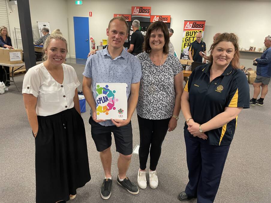 RECIPIENT: Cristy Jacka, Tom Noordam, Jenny Jensen and Rotary Club of Albury president Rebecca Cooper at the hand-over of $15,000 to the Albury Wodonga Cancer Foundation. Mr Noordam is using the cPLAN for his treatment.
