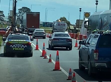 CLEARWAY: Footage shared by Northern Victoria MP Tania Maxwell showed cars and trucks being waved through at the Kalkalo checkpoint on the Hume Freeway. 