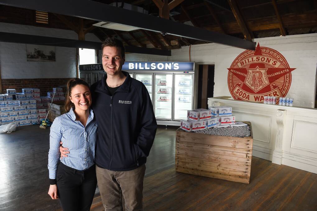 REBORN: Billson's Brewery owners  Felicity Cottrill and Nathan Cowan have brought back the Billson's brand in spring water, filtered through granite and extracted on site. Picture: MARK JESSER