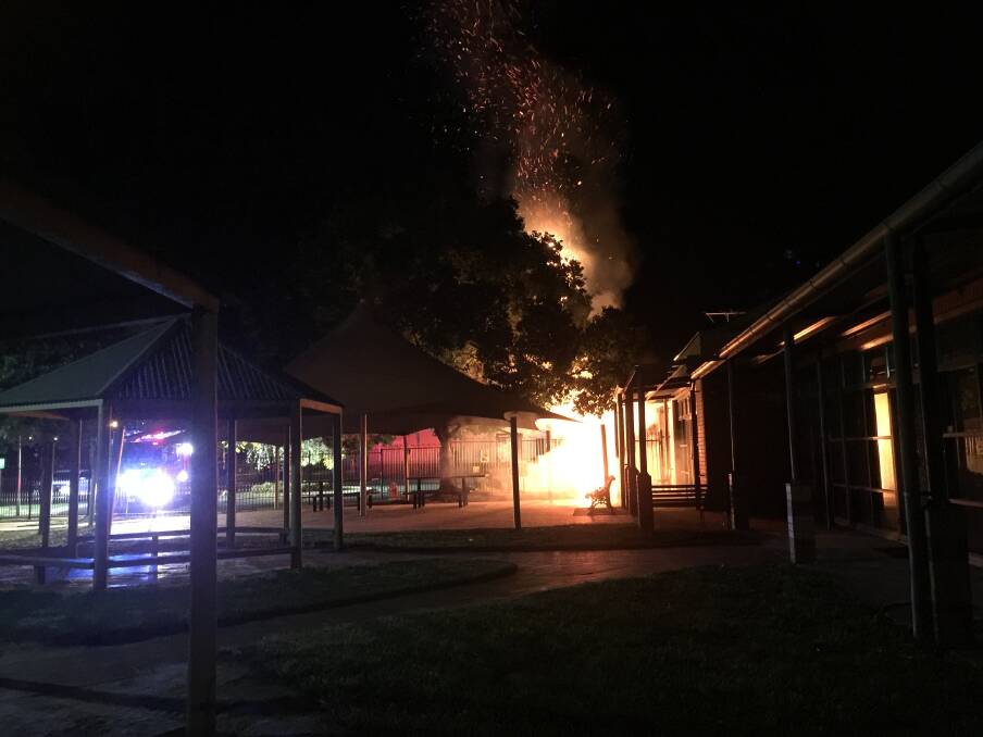 Wodonga detectives assessed the scene of a bin fire at the Felltimber community centre early on Monday and are treating it as suspicious