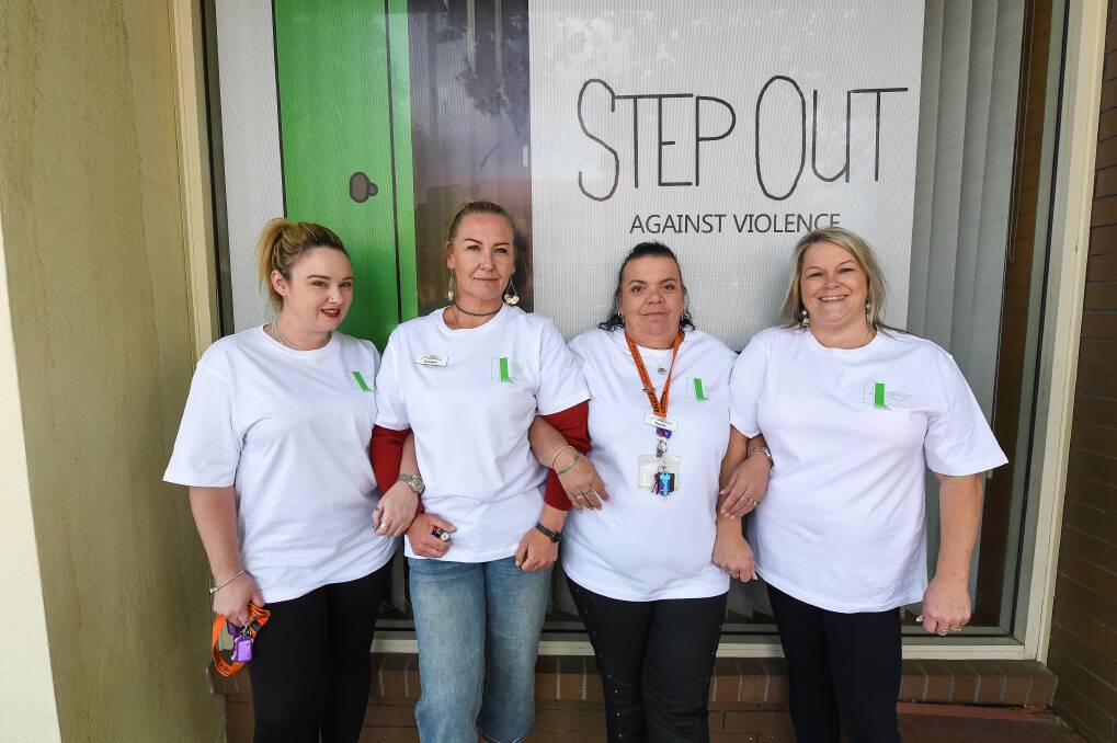 Women's Domestic Violence and Court Advocacy Service's Amanda Finnemore, Danielle Thompson, Tracey Kelly and Teresa Law are involved in Step Out Against Violence. Picture: MARK JESSER