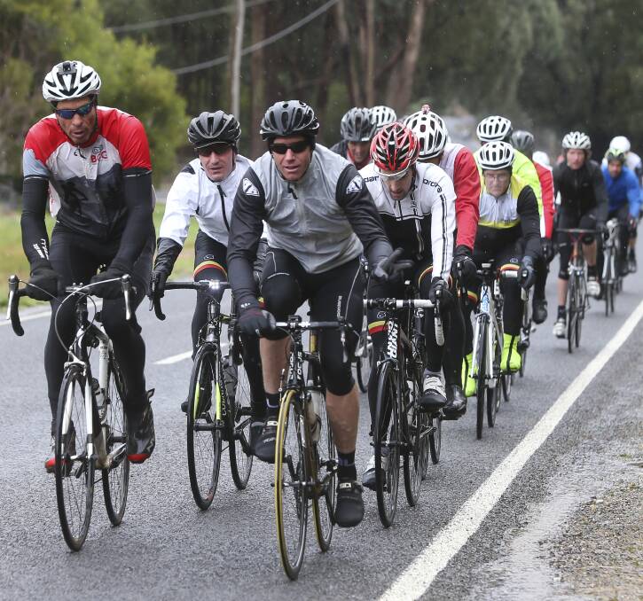 A CHALLENGE: More than 50 cyclists rode through miserable conditions on Saturday for the annual Tour de Beechworth. Picture: ELENOR TEDENBORG