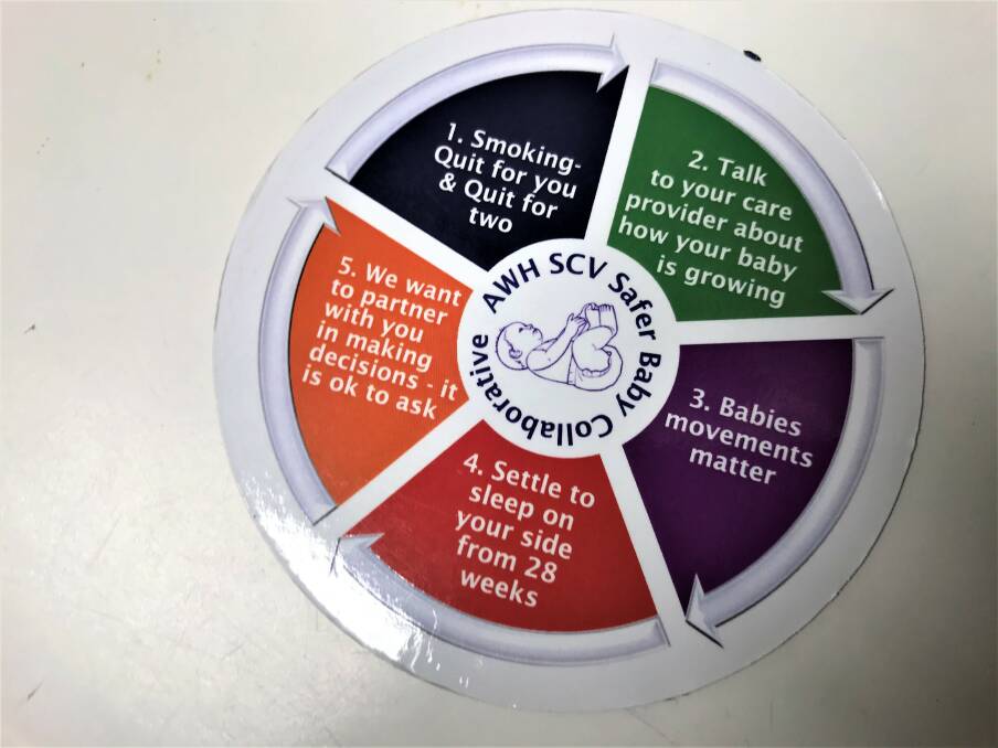 Mums are given this fridge magnet to remind them of the Safer Baby Collaborative's strategies.