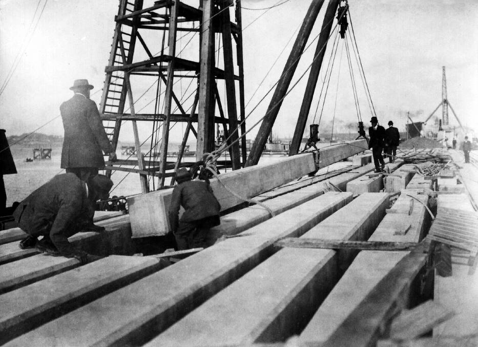 H McKenzie and Sons undertake the first prefabricated concrete piles driven in the southern hemisphere at Fisherman's Bend in 1890s.