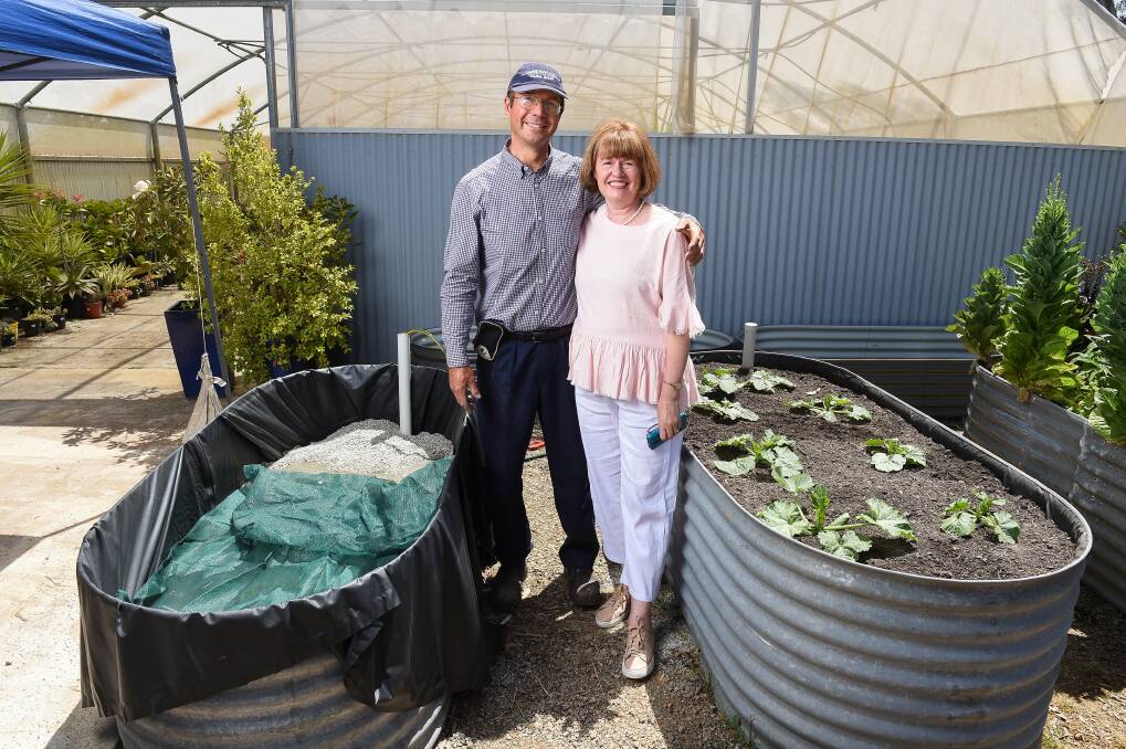 GO GREEN: Jayson and Lizabeth Souness held a wicking bed workshop at Wrenwood on Friday for the festival. Picture: MARK JESSER