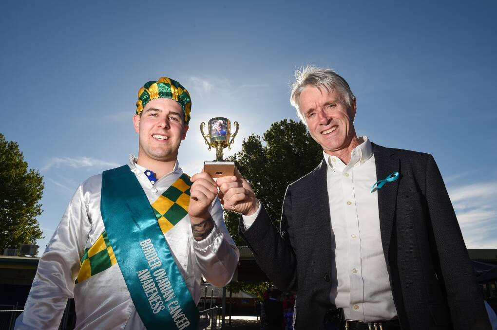 ALL WINNERS: Matt Findlay took the gong at the Border Ovarian Cancer Awareness Group 'pony hop' race. $75,000 was given to David Bowtell of the Garvan Institute, which will be used to study cancer survivors. Picture: MARK JESSER