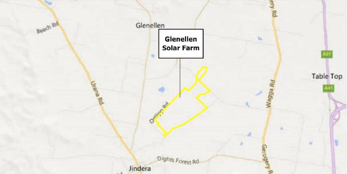 The location of the proposed Glenellen solar farm, as referenced in the preliminary environmental assessment report done by CWP Renewables for the NSW government.