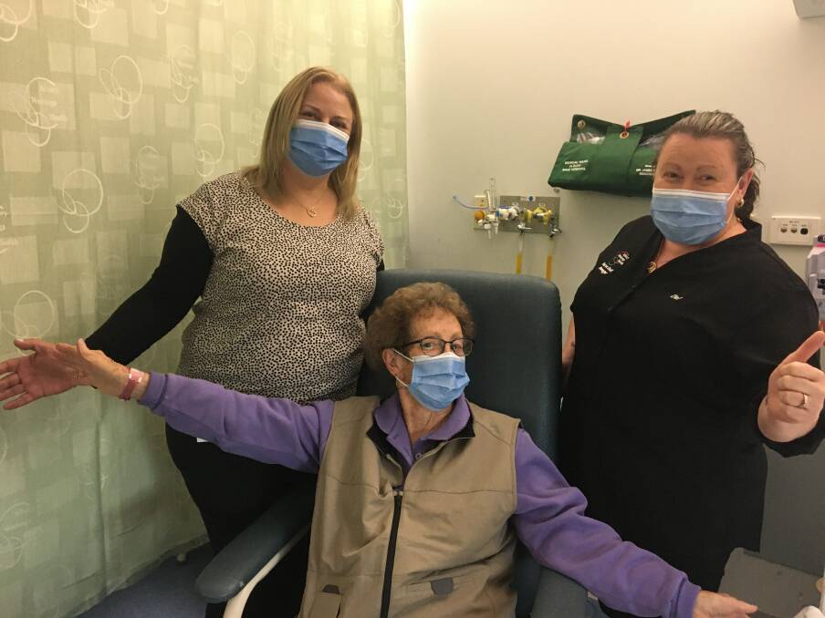 A FIRST: Partizan Health Duodopa specialist Sheree Ambrosini, Berrigan's Pamela Hunt and AWH nurse unit manager Delwyn Neilson. Picture: AWH