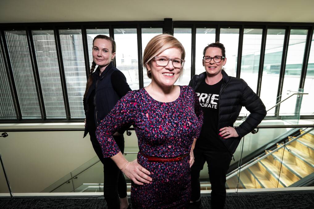 STRONG: BRIE Corporate's Lisa Grace, Nicky McMillan and BRIE's creative director Rebecca O'Brien. Picture: JAMES WILTSHIRE