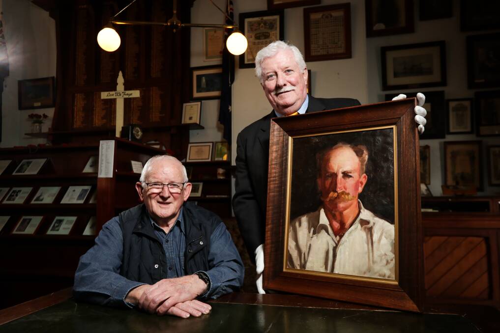 BACK IN TIME: Stewart Beattie has donated at a portrait by Hugh Ramsay of his grandfather Arthur MacKenzie to the Chiltern Athenaeum. He gifted the paintings last month to the museum's Kevin Mayhew. Picture: JAMES WILTSHIRE 