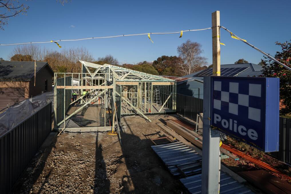 ON THE WAY: Tangambalanga's new police station is set to be complete by the end of September, and Rutherglen in December. Picture: JAMES WILTSHIRE