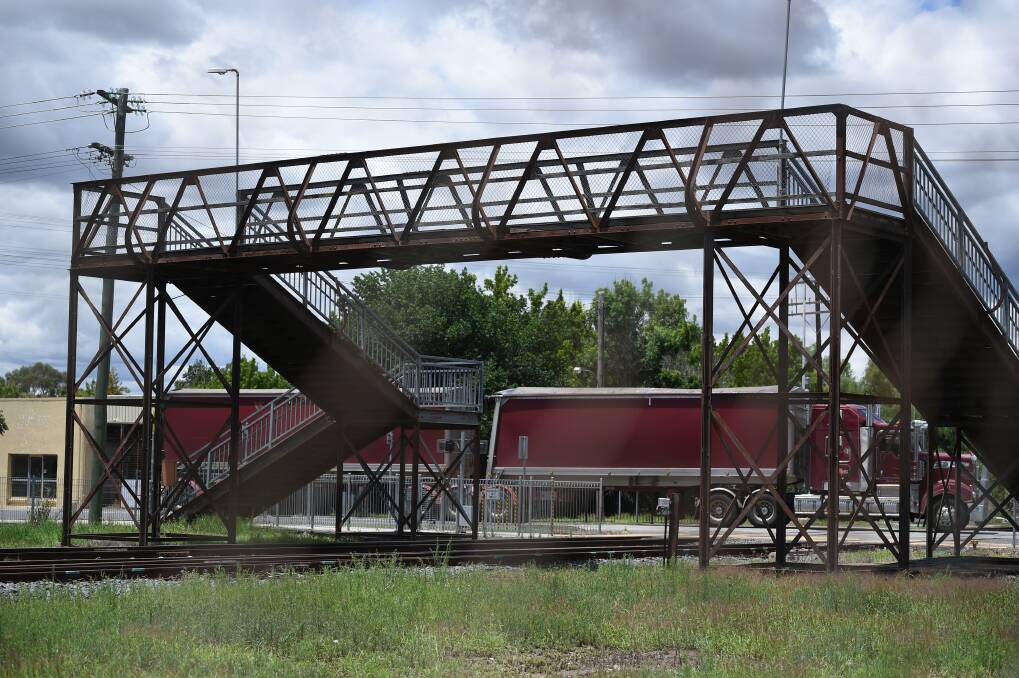 GOING: The pedestrian footbridge over the railway line at Culcairn will be removed as it doesn't meet height requirements for Inland Rail. Picture: MARK JESSER