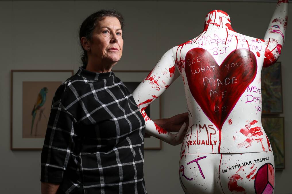 MESSAGE: The Step Out Against Violence Albury-Wodonga exhibition, led by Liz Marmo, opened last night at Art Partners Australia. Pictures: JAMES WILTSHIRE