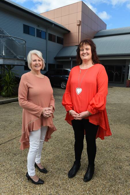 LEFT: The cBAG will be handed out at a number of places, including Hilltop, where Helen Murray is manager. Albury Wodonga Cancer Foundation chair Jenny Jensen has led the project. 