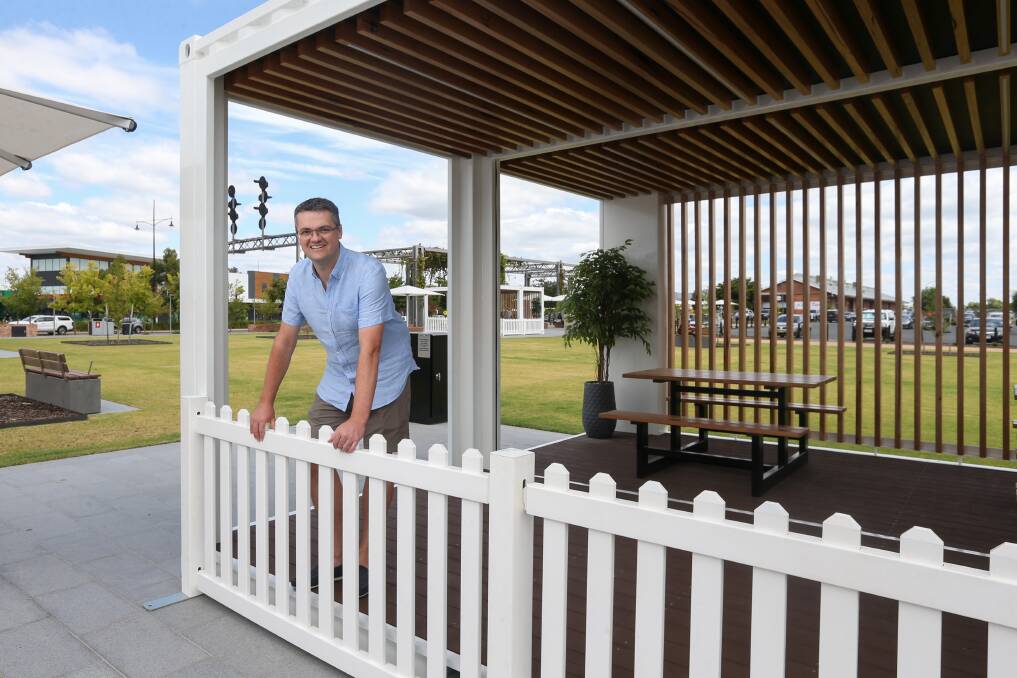 GO-TO SPOT: Wodonga mayor Kev Poulton says new outdoor eating pods installed at Junction Place, in an area called Precinct One, are getting great feedback. Picture: TARA TREWHELLA