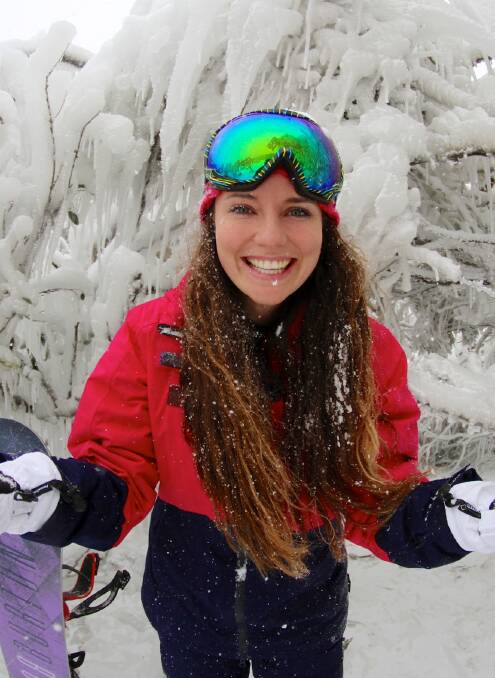 ICY: Mel Tucker, 22, enjoys the snow at Falls Creek. Picture: CHRIS HOCKING