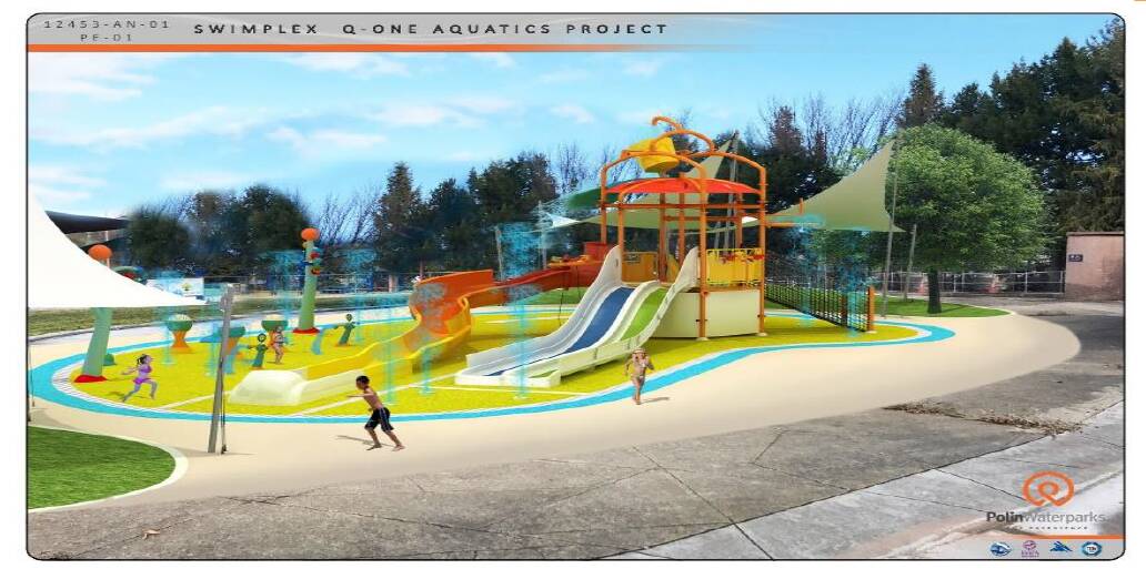 A concept image showing the scale of the proposed outdoor water play budgeted
for in all options proposed by Federation Council. 