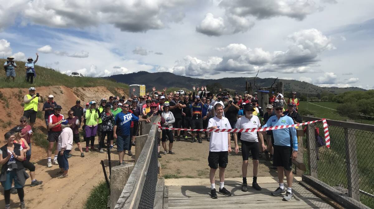 CELEBRATION: This year's Tall Trestle Treadle on the High Country Rail Trail from Shelley to Tallangatta included the official opening of the Dry Forest Creek trestle bridge, restored by members of the community. The ride was completed in three sections on Sunday.