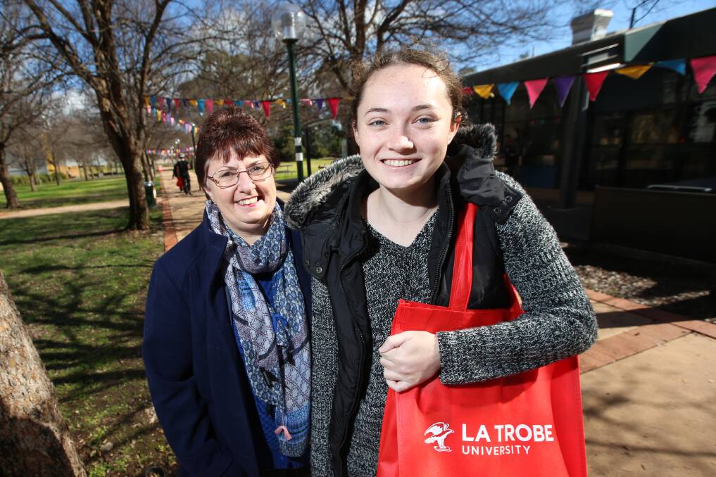 FUTURE IS BRIGHT: Siarne Deeves, 17, and her mum Julie travelled from Leeton to attend La Trobe University Albury-Wodonga's campus open day. Siarne is interested in veterinary science. Picture: JAMES WILTSHIRE