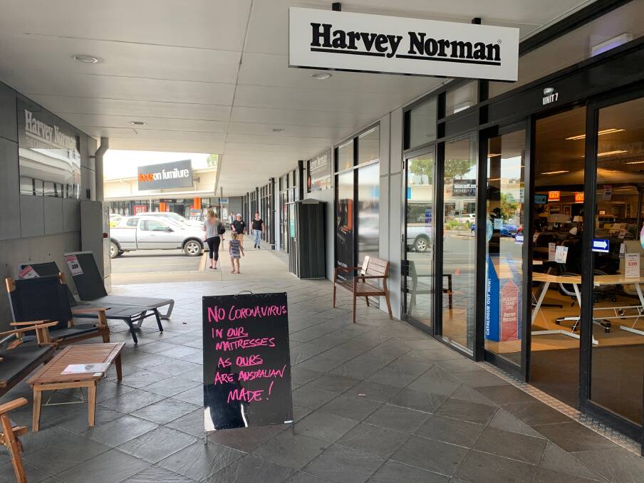'No coronavirus in our mattresses' Harvey Norman Albury sign draws criticism