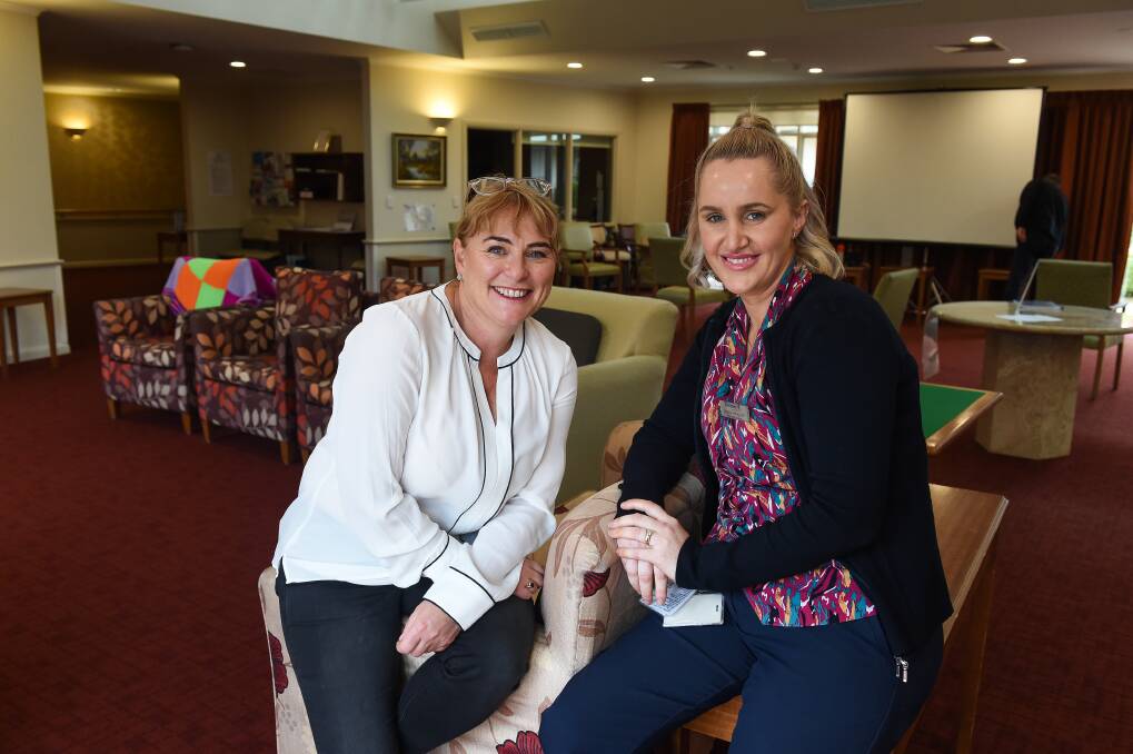 ABOUT RIGHTS: OPAN educator Maree Montgomery and Westmont Baranduda registered nurse Laura Souquet filmed webinars on the new Charter of Aged Care Rights coming into effect on July 1. Picture: MARK JESSER
