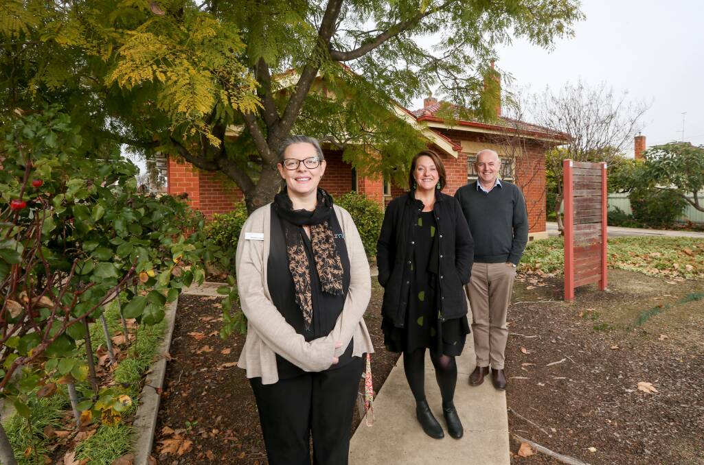 EXPANDING: UMFC financial counselling team leader Heather Cassidy, chief executive Luke Rumbold and family relationship services manager Janine Lawler welcome funding for bushfire support. Picture: TARA TREWHELLA