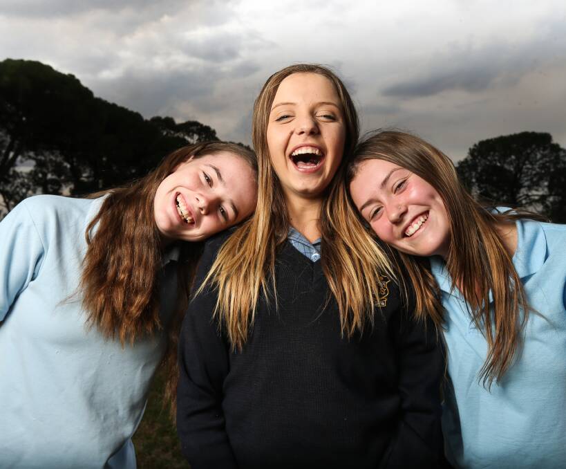 RALLYING PEERS: Corowa High School year 9 students Brooke Dutton, Zoe Smith and Ebony Phibbs, all 14, are raising awareness about organ donation as Zoe will need a liver transplant later in life. Picture: MARK JESSER