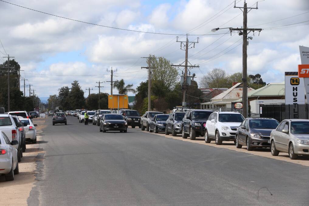 Big lines for testing in Wangaratta yesterday. Picture: JAMES WILTSHIRE