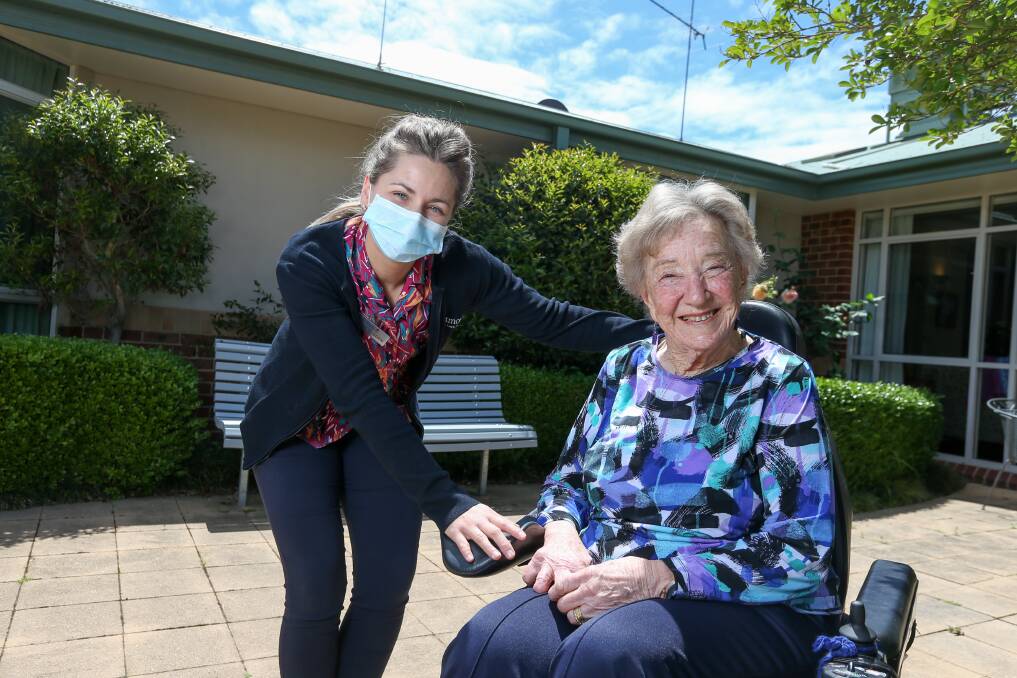 HERE TO CARE: Registered nurse Ashlee Gosden is among the staff at Baranduda's Westmont Aged Care Services who have gone above and beyond for residents like Val Proctor. Picture: TARA TREWHELLA