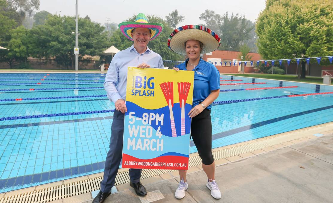 SIGN UP: Big Splash 2020 is launched by organising committee member Stephen Mamouney and Amy Vernon of Aligned Leisure. Registrations are open for the March 4 mental health fundraiser. Picture: TARA TREWHELLA