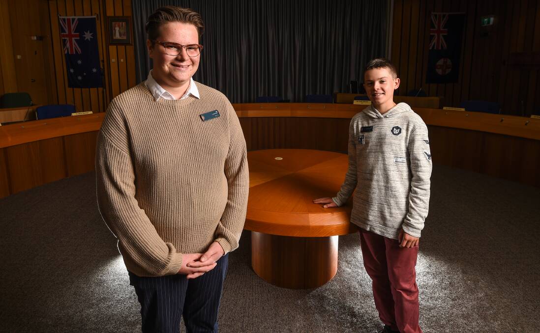 Youth Mayor Eli Davern and Deputy Youth Mayor Jack Kelso are among 14 young people who will represent Albury youth in council matters. Picture: MARK JESSER