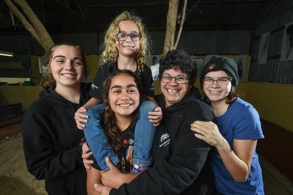 FAMILY FUN: Leanne Kenny of Eskdale brought her four girls - Hannah Cooper, 13, Kiara Cooper, 7, Dakira, 11, and Kristie, 14, to the Burraja Cultural Centre NAIDOC Week celebrations. Pictures: MARK JESSER