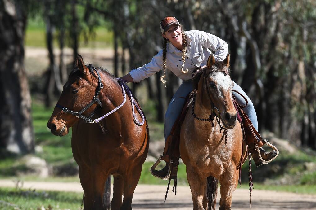 DETERMINED: Jodie Morton will take Banjo, Phoenix and two other horses on a year-long journey to speak of mental health and raise money for Beyond Blue. 