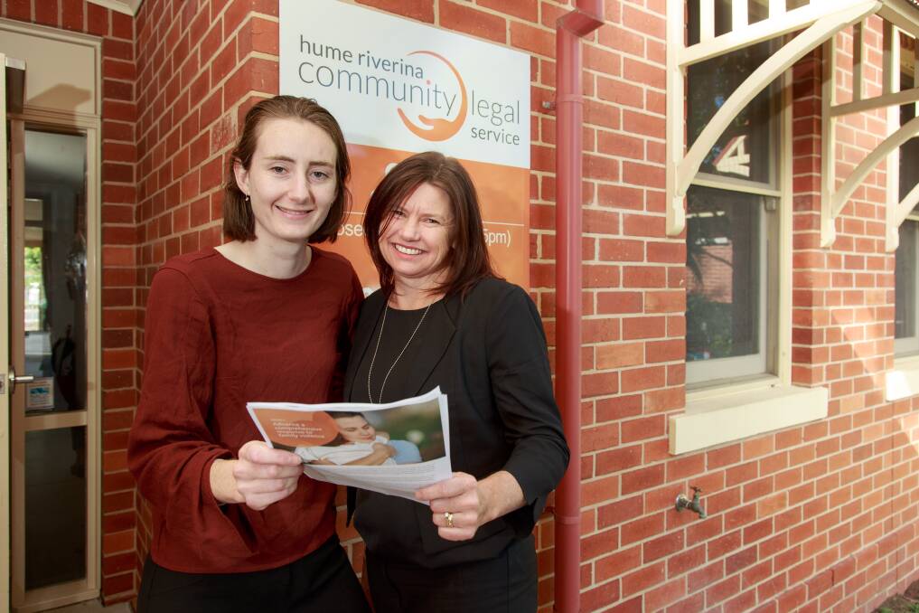 BOOST: Hume Riverina Community Legal Service duty and senior lawyers Mae Mactier and Alison Maher. Picture: SIMON BAYLISS