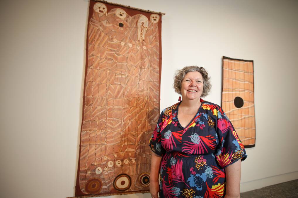 PASSIONATE: Nici Cumpston was in Albury on Saturday to discuss a travelling exhibition of John Mawurndjul's work. Picture: JAMES WILTSHIRE