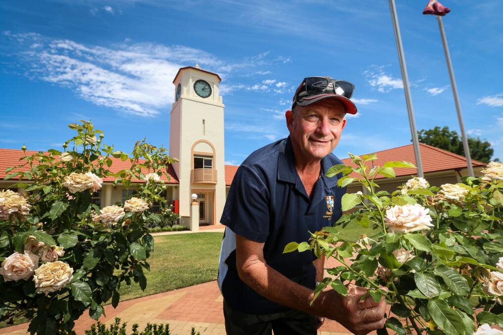 GOODBYE: Peter Morey has retired from Scots School Albury as the head of maintenance, after 23 years keeping the school grounds in top shape. He had worked as an engine reconditioner for two decades and never looked back. Picture: JAMES WILTSHIRE